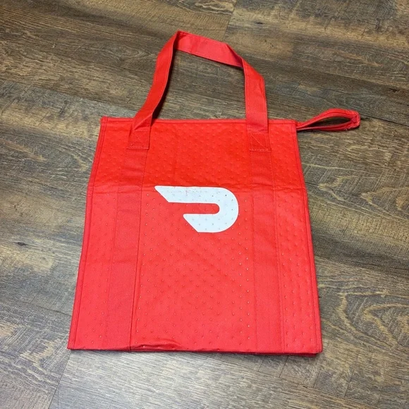 DoorDash Insulated Thermal Delivery Tote Bag Hot Cold Zip Closure Red Foldable - Picture 7 of 8
